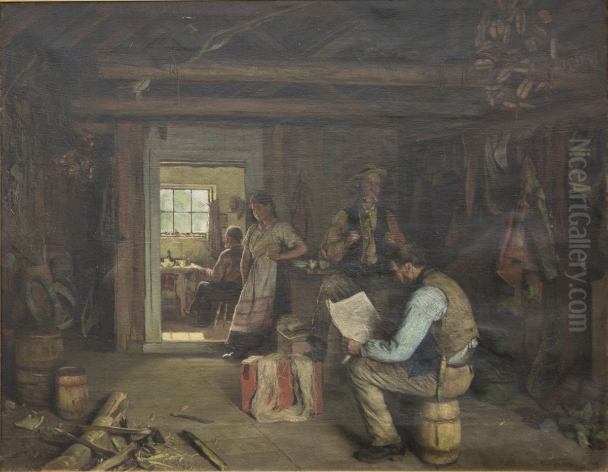 I naustet Oil Painting by Christian Eggen