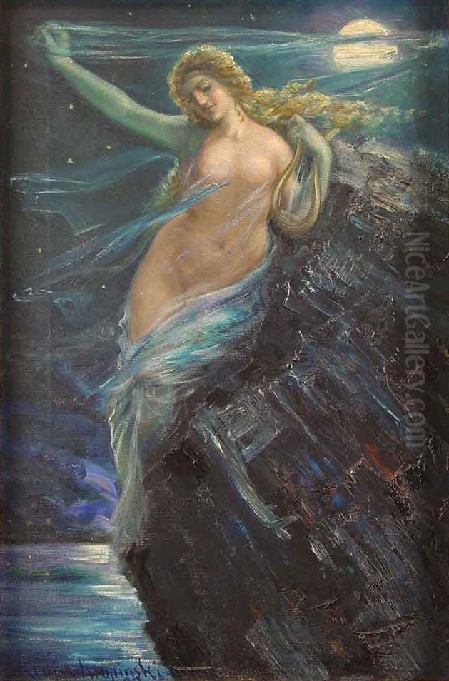 Loreley Oil Painting by Emil Krupa-Krupinski