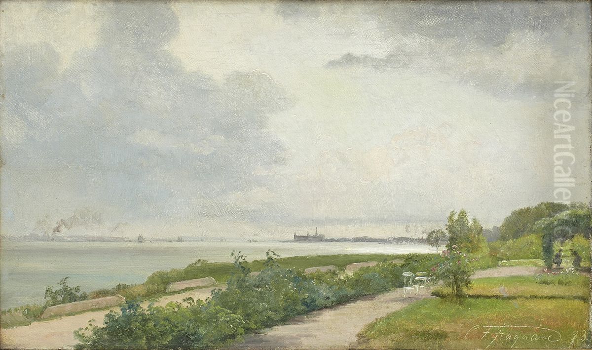 Landscape at Kronborg, Denmark. Oil Painting by Carl Frederik Aagaard