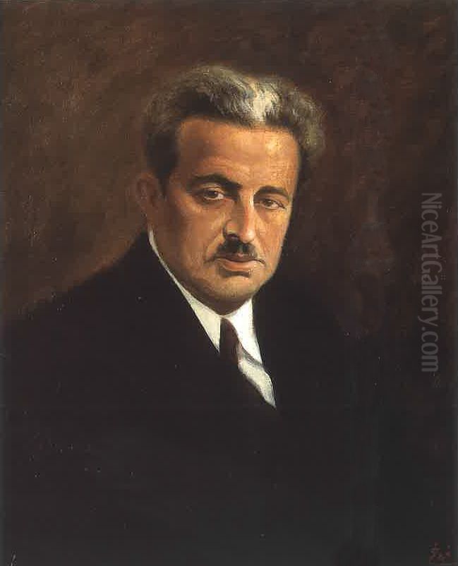 Portrait of Amin Al-Rihani. Oil Painting by Moustafa Farroukh