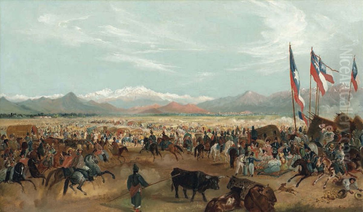 Llegada del Presidente Prieto a la Pampilla. Oil Painting by Johann Moritz Rugendas