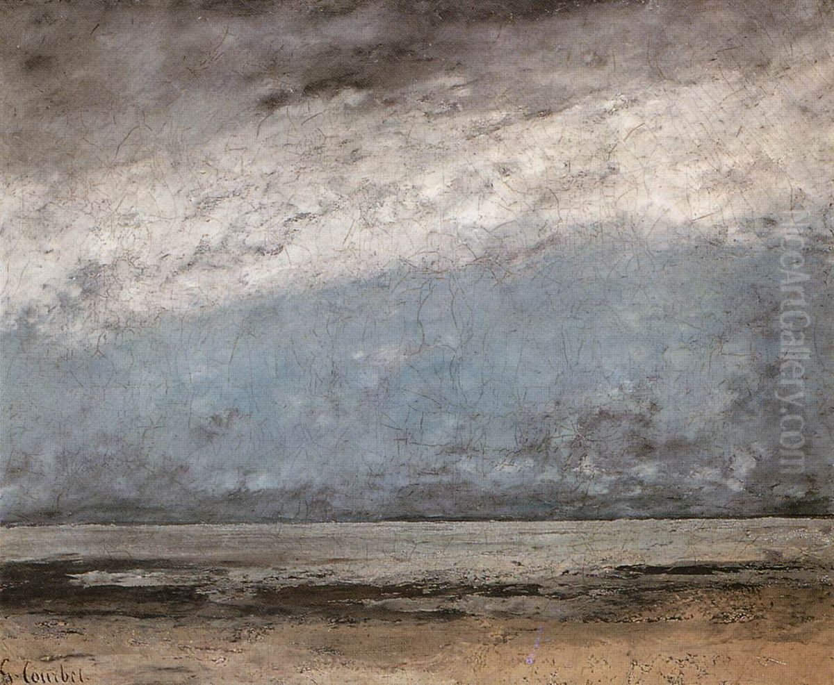 La Mer pres de Trouville Oil Painting by Gustave Courbet