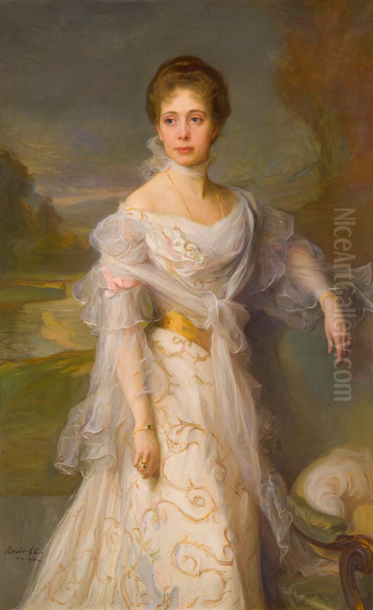 Portrait of Archduchess Elisabeth Amalie of Austria, Princess of Liechtenstein by marriage Oil Painting by Philip de Laszlo