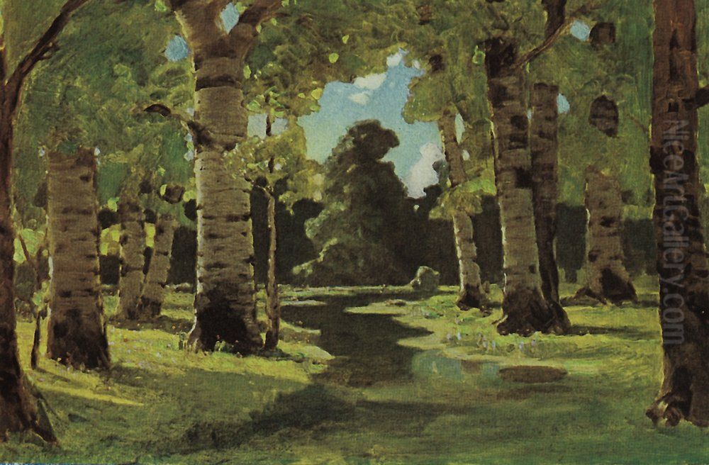 Birch grove (study) Oil Painting by Arkhip Kuindzhi