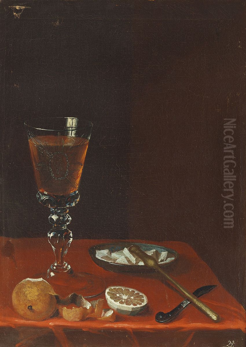 Still-life with glass cup and fruit. No. 27. Oil Painting by Johan Horner