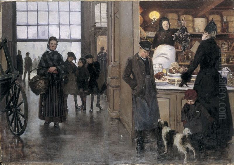 I Hotorgshallen, Stockholm Oil Painting by Lotten Ronquist