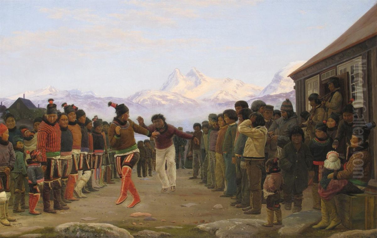 A Courtship In Greenland Oil Painting by Carl Rasmussen