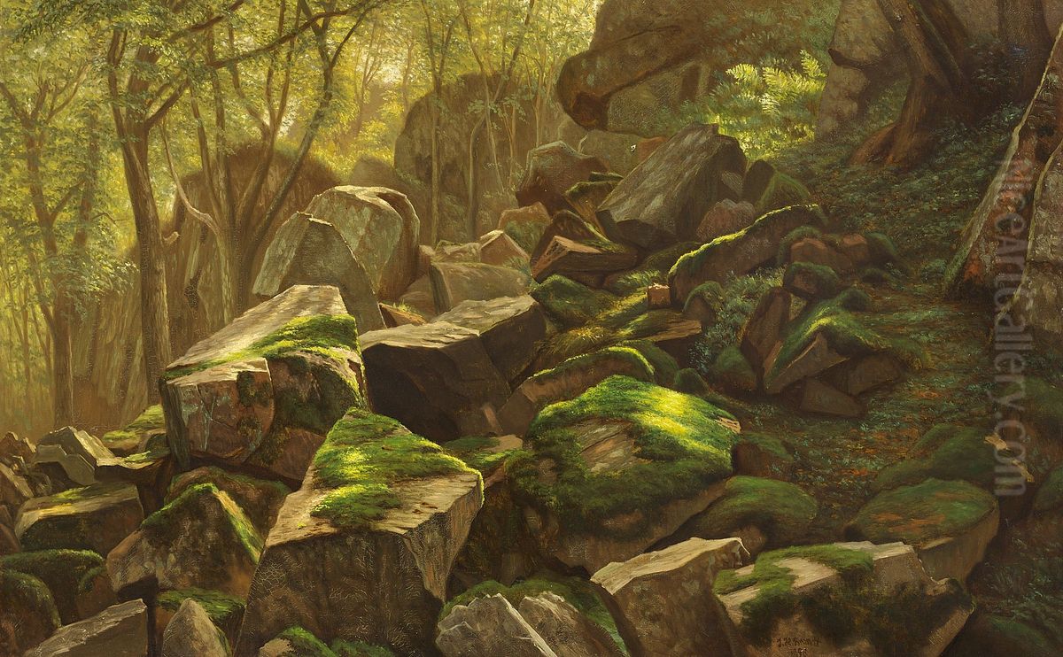 Moss-covered stones in Paradisdalen (