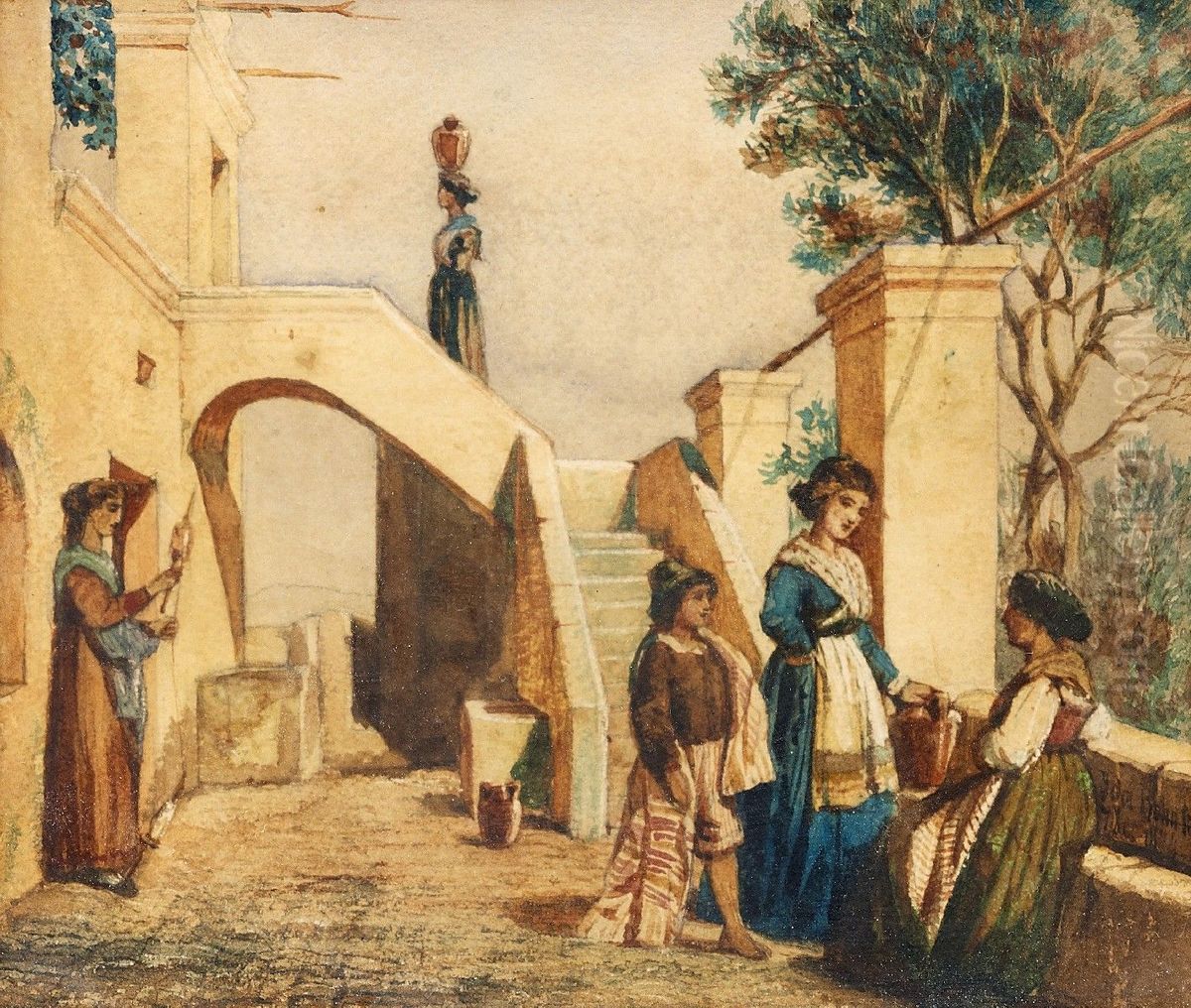 Scene from the Roman Campagna Oil Painting by Ida Bohnstedt