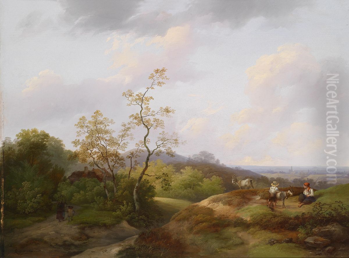 Weite Landschaft mit Hirten Oil Painting by Ignaz Raffalt