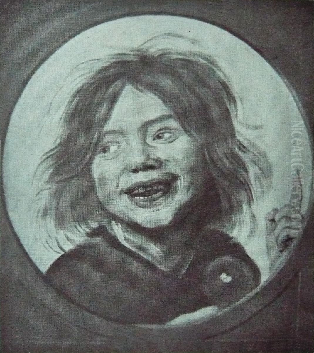 Laughing child with a soap bubble Oil Painting by Frans Hals