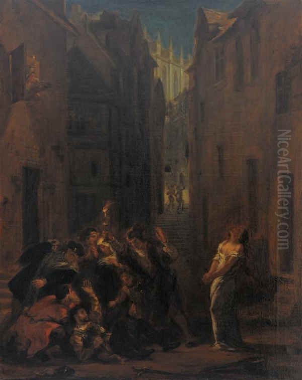 La mort de Valentin Oil Painting by Eugene Delacroix