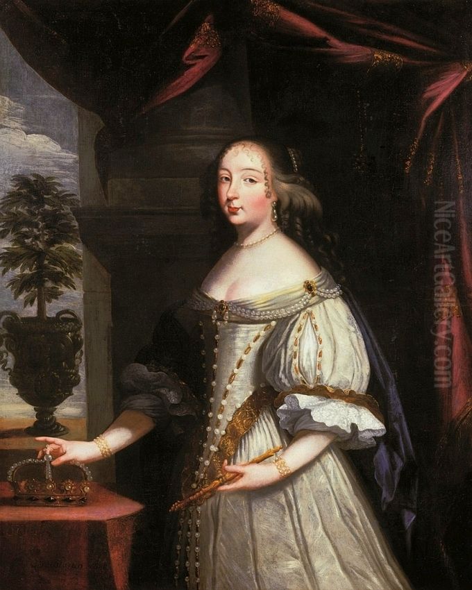 Portrait of Marie Jeanne Baptiste of Savoy-Nemours (1644-1724), Duchess of Savoy. Oil Painting by Charles Beaubrun