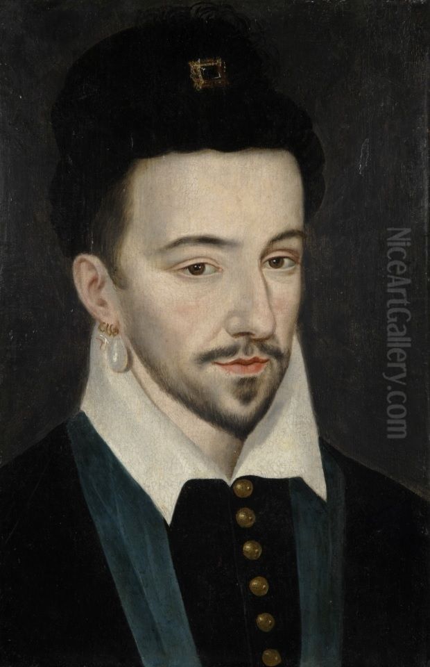 Portrait of Henry III of France in Polish hat. Oil Painting by Etienne Dumonstier