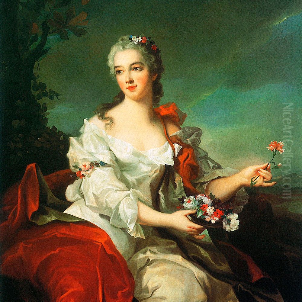 Portrait of a lady as Flora said to be Victoire de France. Oil Painting by Jean-Marc Nattier