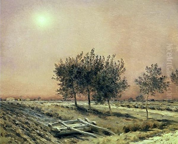 Landscape by moonlight. Oil Painting by Jean-Charles Cazin