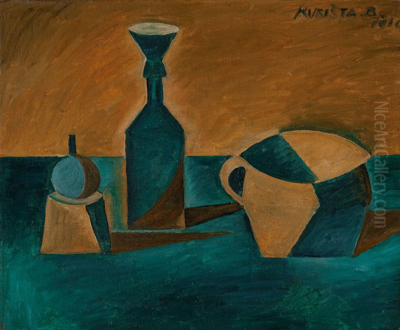 Still life with funnel Oil Painting by Bohumil Kubista