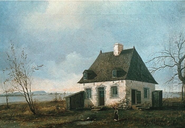 Old Fortified House at La Prairie, QC Oil Painting by Henry Richard Bunnett