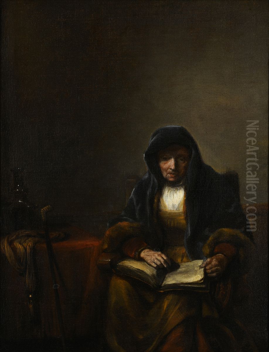 Old Woman with a Book Oil Painting by Abraham van Dijck