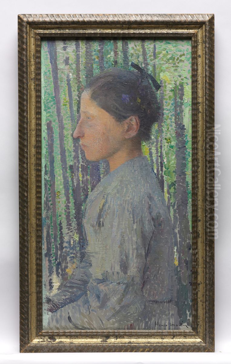 Woman in Profile Oil Painting by Henri-Jean Guillaume Martin