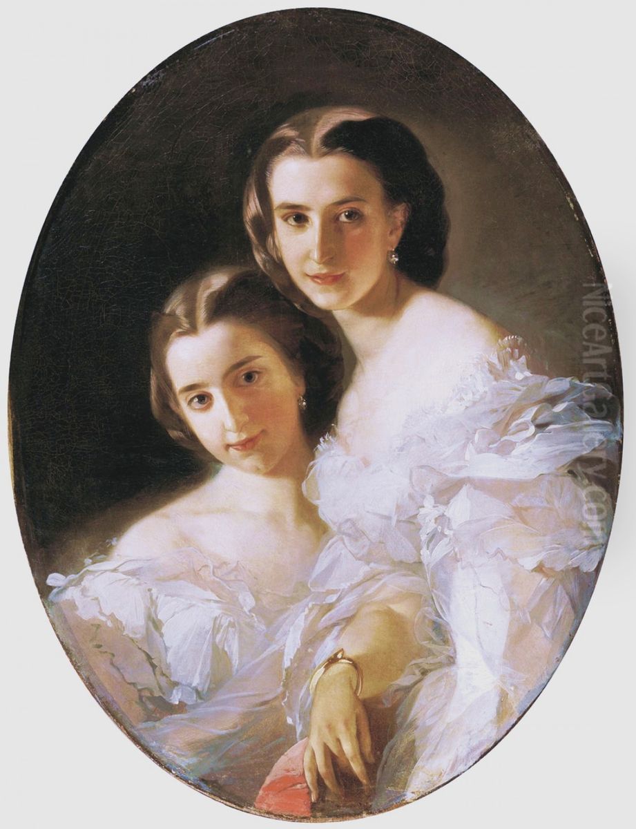 Olga and Varvara Arapova Oil Painting by Ivan Makarov