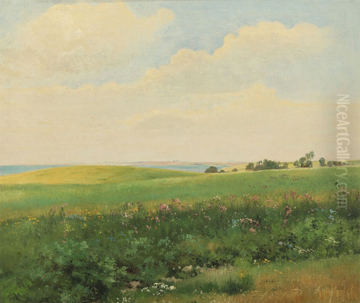 Summer landscape with rolling fields Oil Painting by Carl Frederik Aagaard