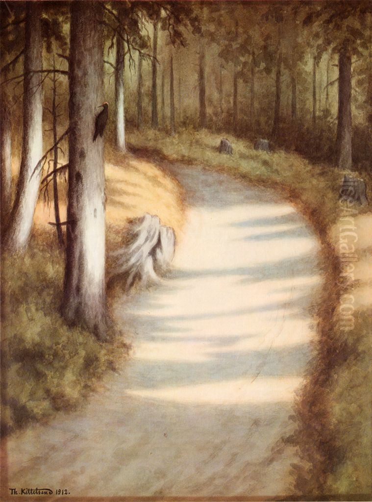 Hakkespett Oil Painting by Theodor Kittelsen