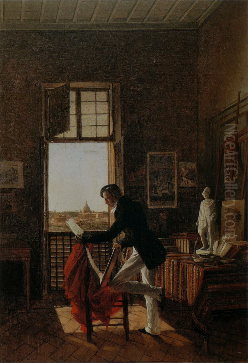 L'Atelier de Picot a la Villa Medicis Oil Painting by Jean Alaux