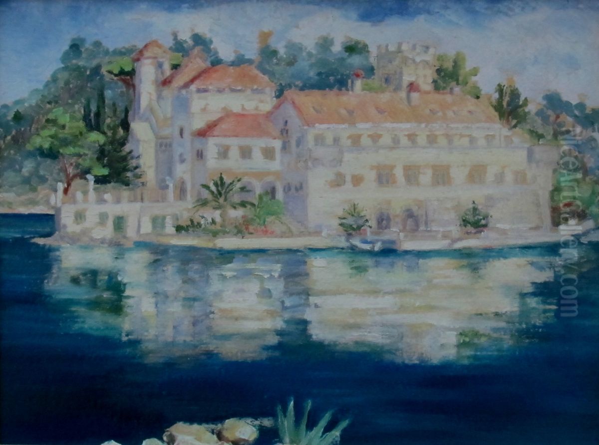 Melita Monastery on the island of Mljet Oil Painting by Olga Garayova-Babylonova