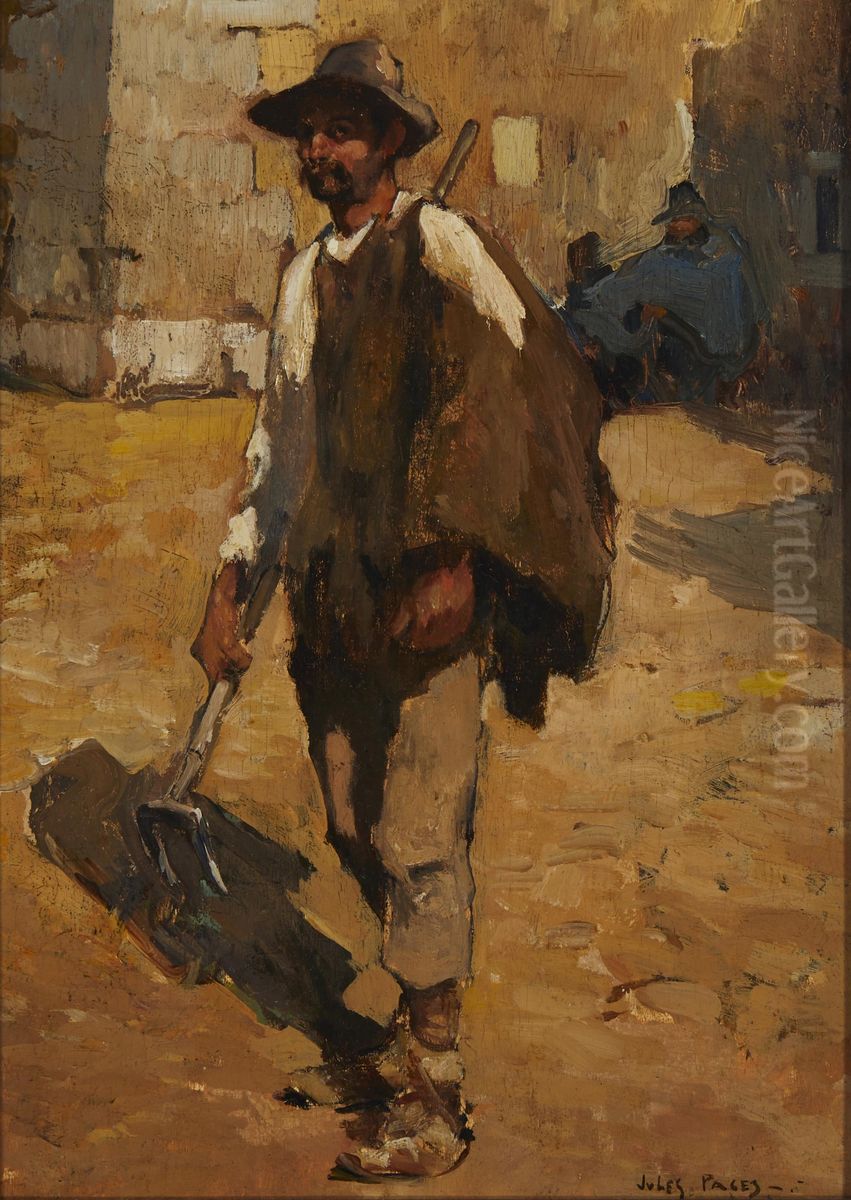 French Peasant Oil Painting by Jules Eugene Pages