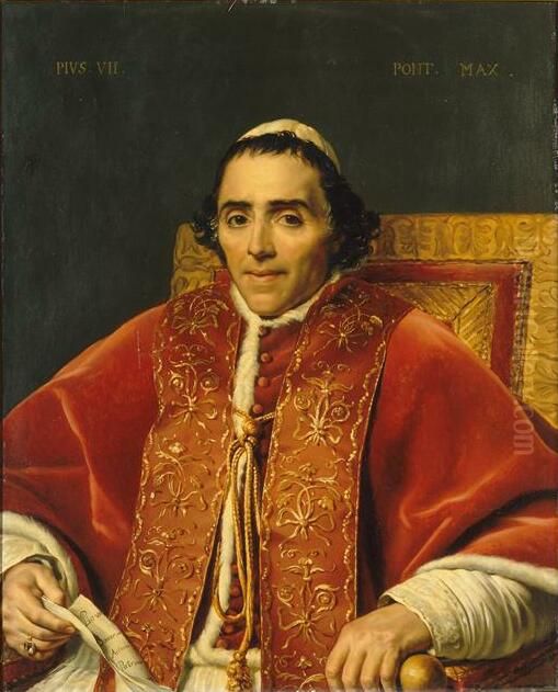 Portrait of Pope Pius VII Oil Painting by Jacques-Louis Davidand workshop