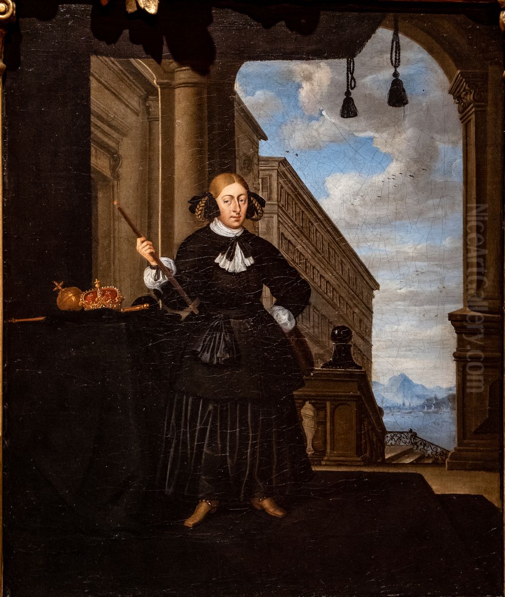 Konigin Christina von Schweden Oil Painting by Wolfgang Heimbach