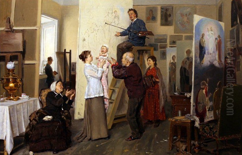 Painter's family Oil Painting by Vladimir Makovsky