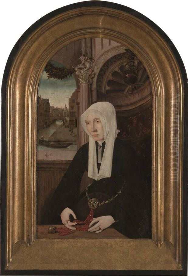 Portrait of Cornelia Pietersdr. ( ....-....) Oil Painting by Cornelis Engebrechtsz.