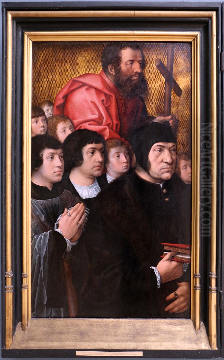 Portrait of Philippe Haneton with his seven sons and the apostle Philip Oil Painting by Orley, Bernard van