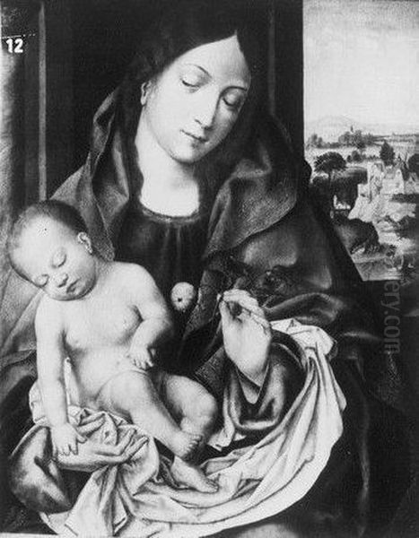 Maria met slapend kind op de arm Oil Painting by Joos Van Cleve