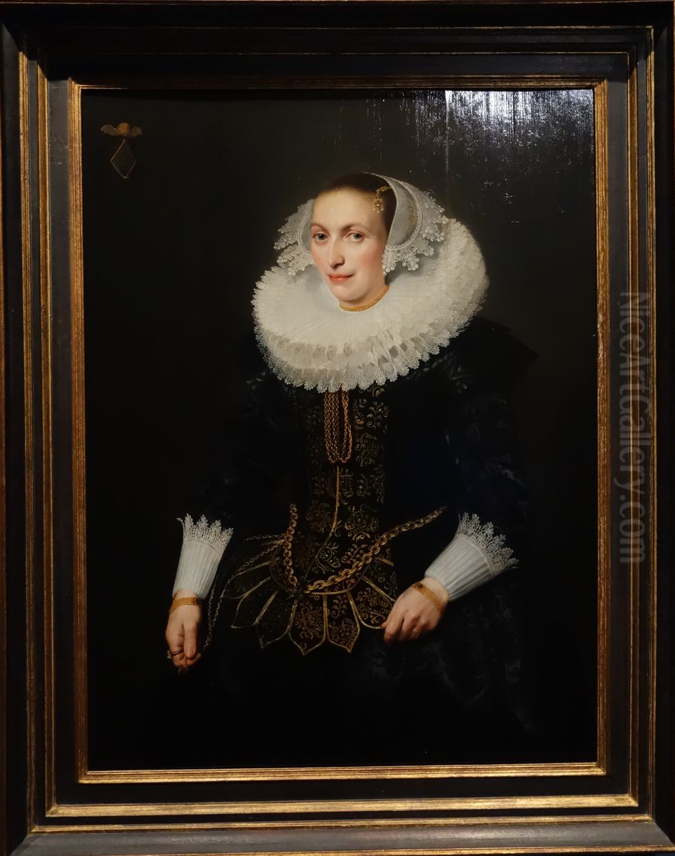 Portrait of Johanna van Heyst (1599- ) Oil Painting by Michiel Jansz. van Mierevelt