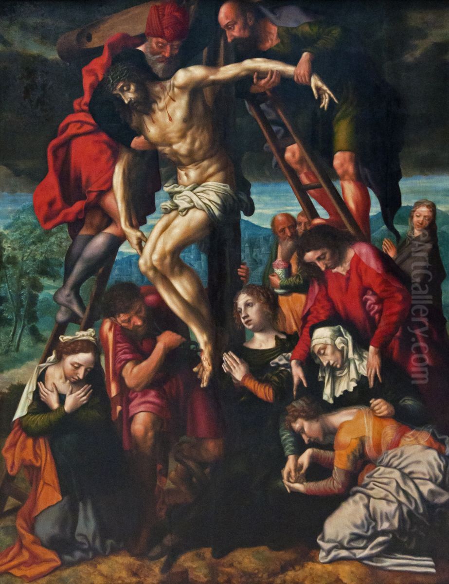 descent from the Cross Oil Painting by Jan Sanders Van Hemessen