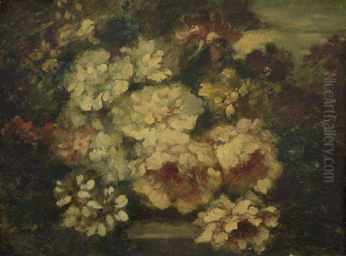 Stilleven met pioenrozen Oil Painting by Narcisse Virgilio Diaz