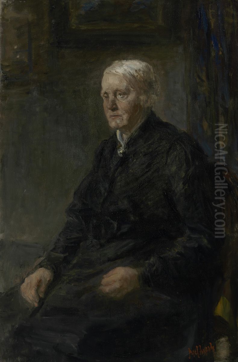 Portrait of Sientje Mesdag- van Houten Oil Painting by Jozef Israels