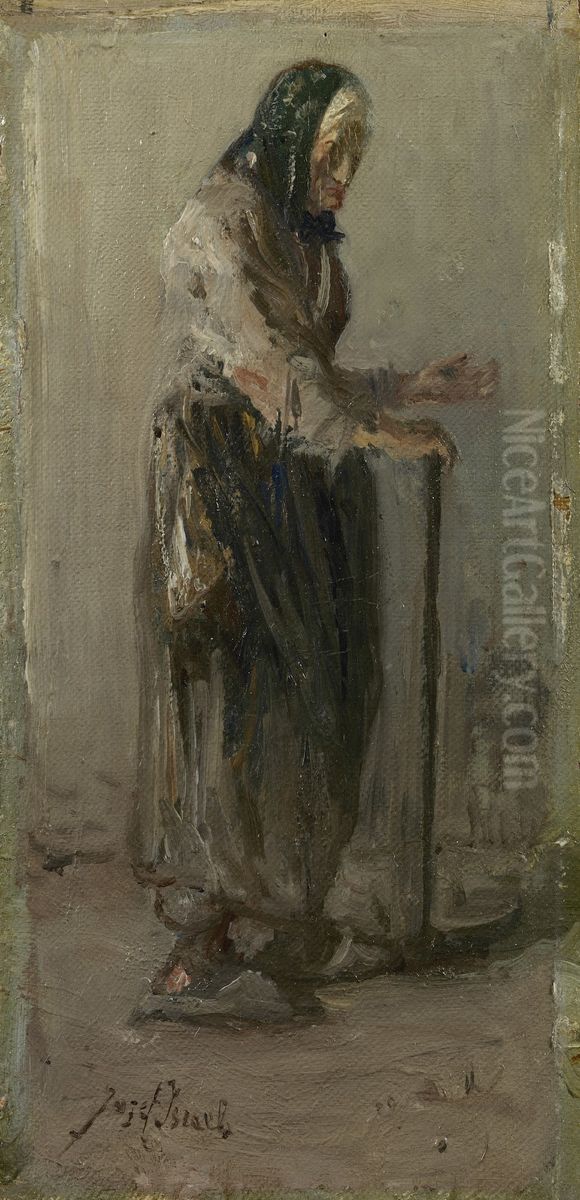 Studie van een bedelares Oil Painting by Jozef Israels
