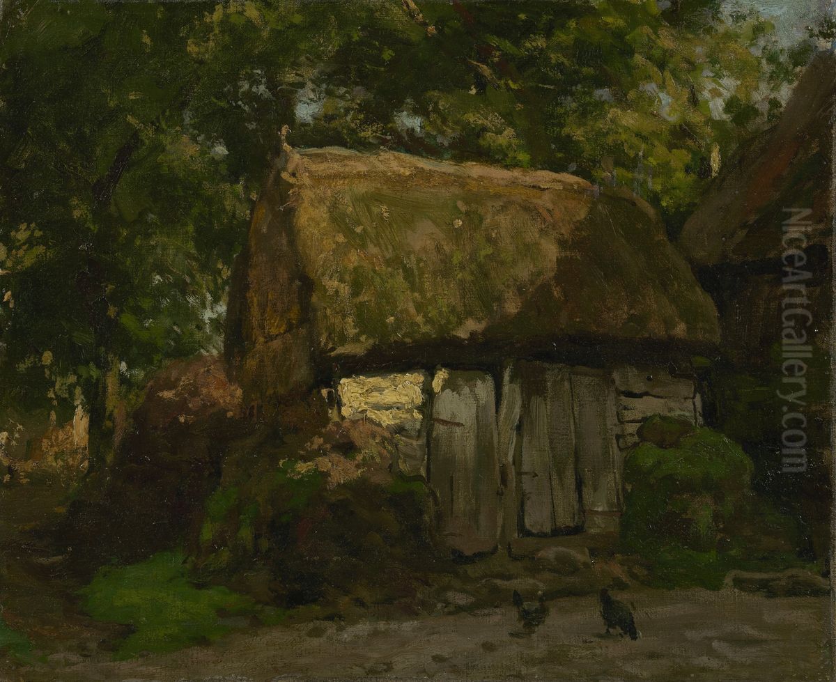 Barn in Drenthe Oil Painting by Julius van de Sande Bakhuyzen