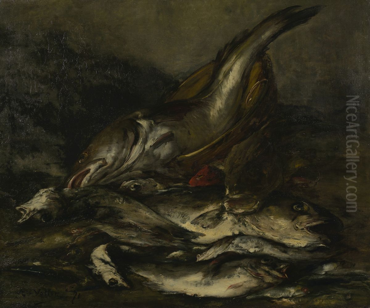 Fish Oil Painting by Antoine Vollon