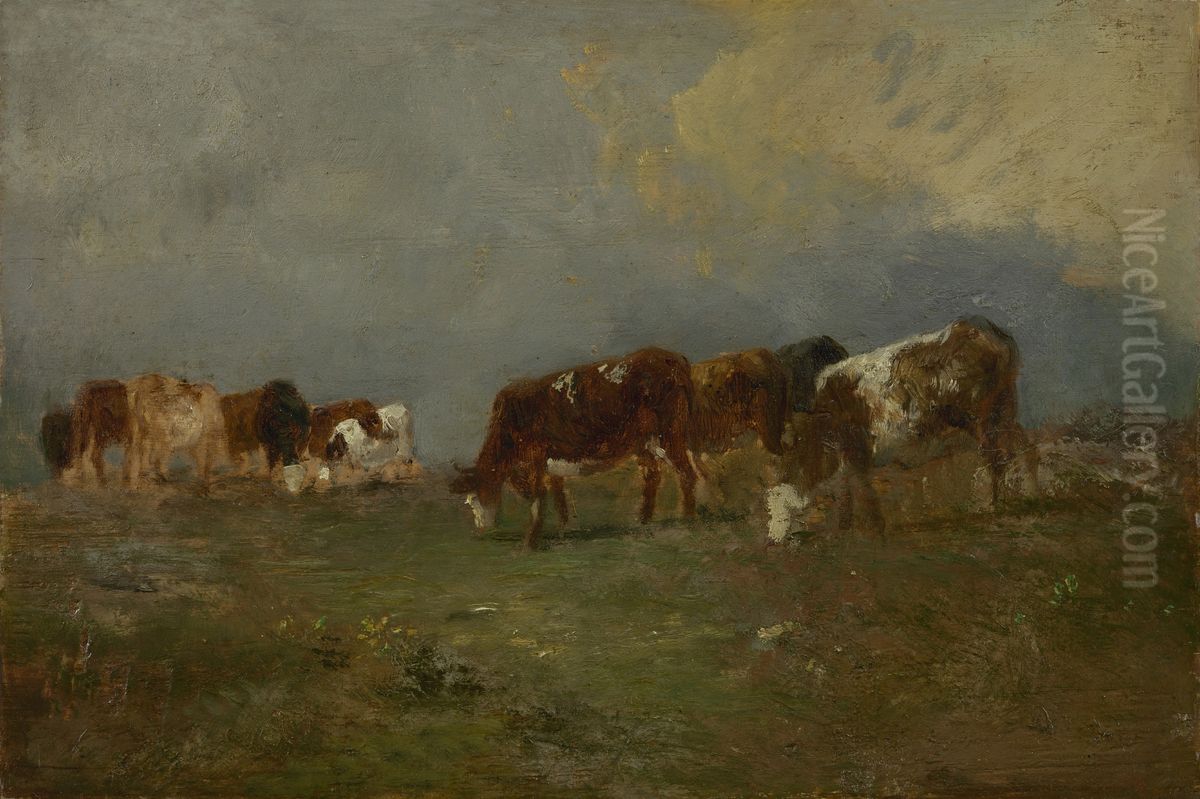 Weide met koeien Oil Painting by Constant Troyon