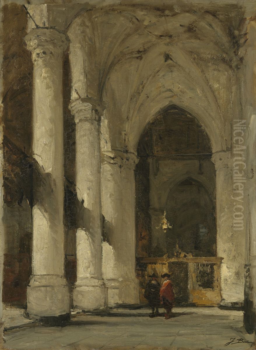 De Grote of St. Jacobskerk te 's-Gravenhage Oil Painting by Johannes Bosboom