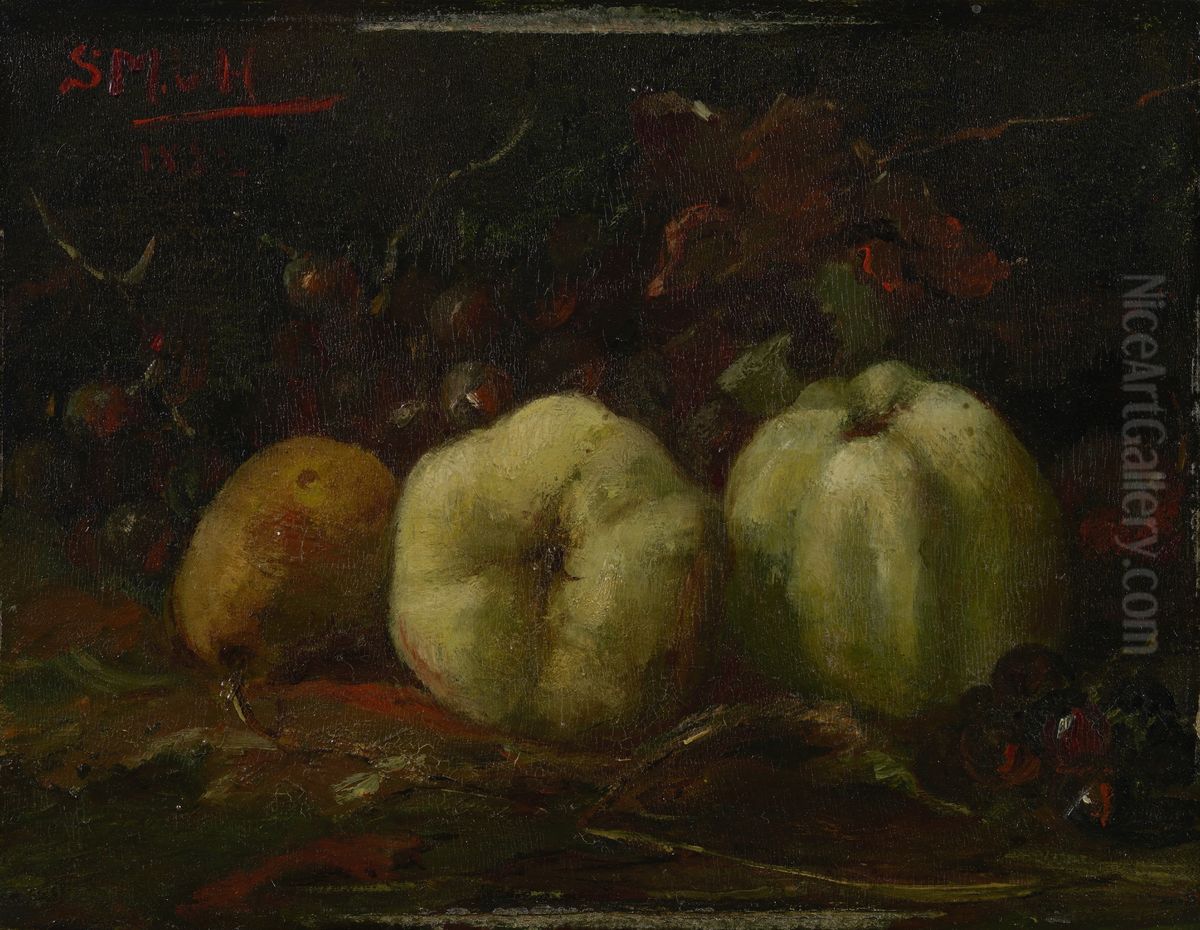 Stilleven met appels en druiven Oil Painting by Sina Mesdag-van Houten