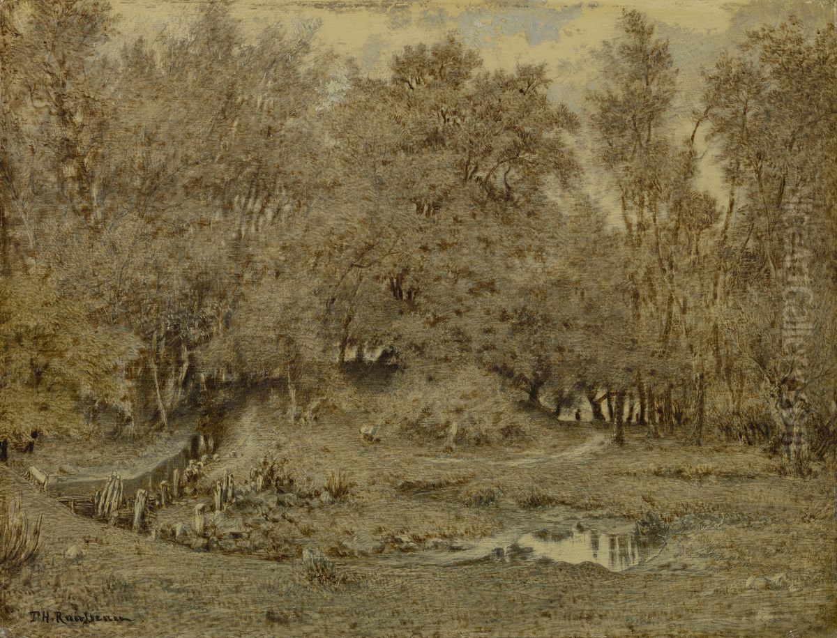Stream in the forest of Fontainebleau Oil Painting by Theodore Rousseau