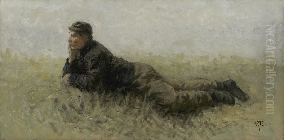 On the lookout Oil Painting by David Adolph Constanz Artz