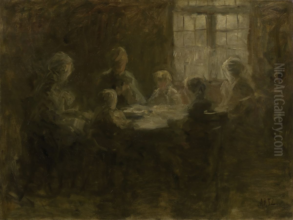 Benedicite Oil Painting by David Adolph Constanz Artz