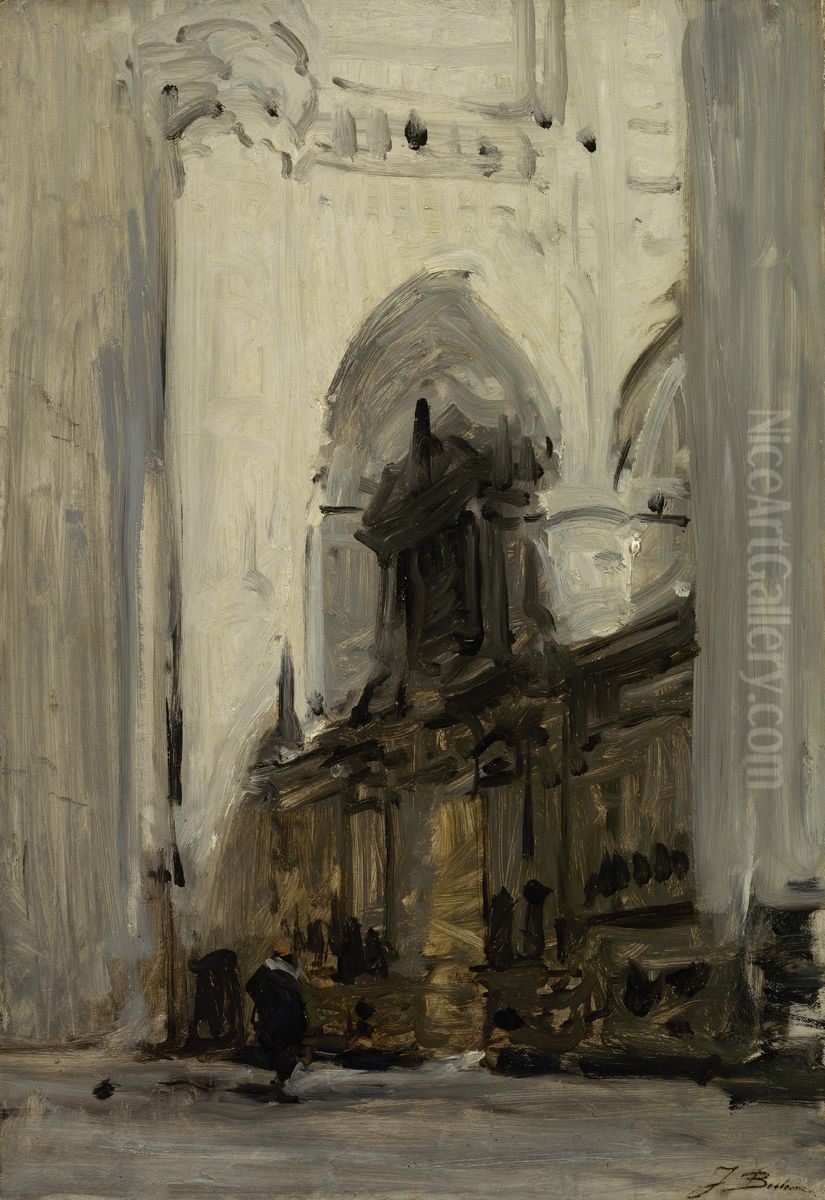 Choir screen of the Nieuwe Kerk, Delft Oil Painting by Johannes Bosboom